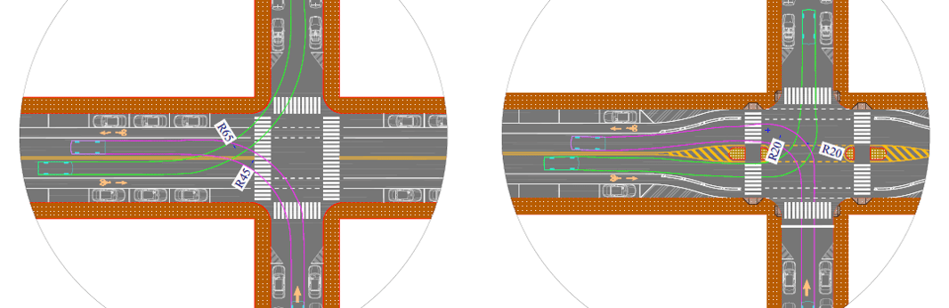 Safer Intersection Design Using Crossing Islands